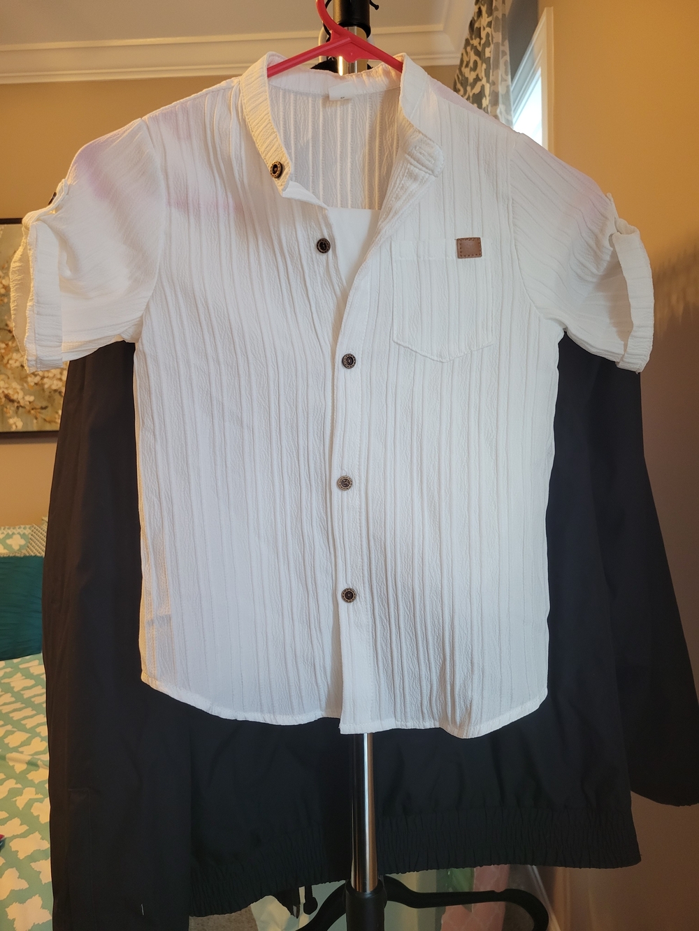 Carribbean White Night! Kids White Textured Button-Front Shirt Set